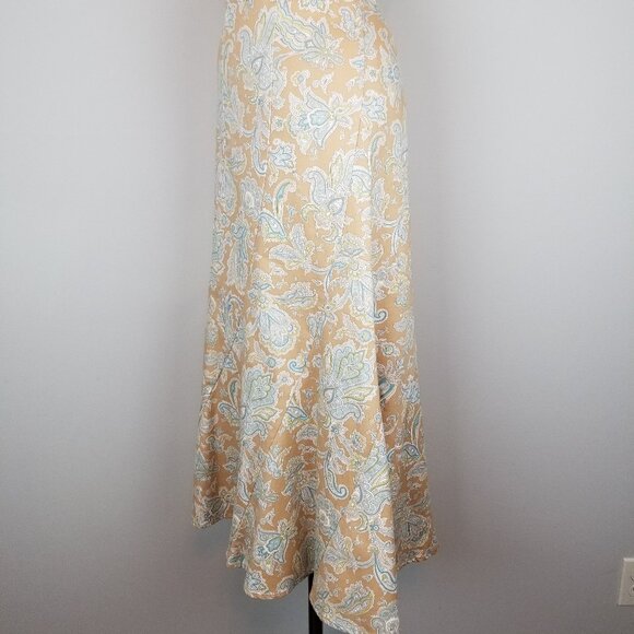 Pretty Feminine Midi Length Mint & Cream Floral Print A Line Skirt Ladies Size 6 - Picture 3 of 6